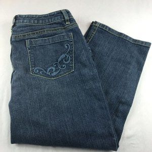 Ann Taylor Curvy Fit Lindsay Waist Denim Capris Size 12 Medium Wash